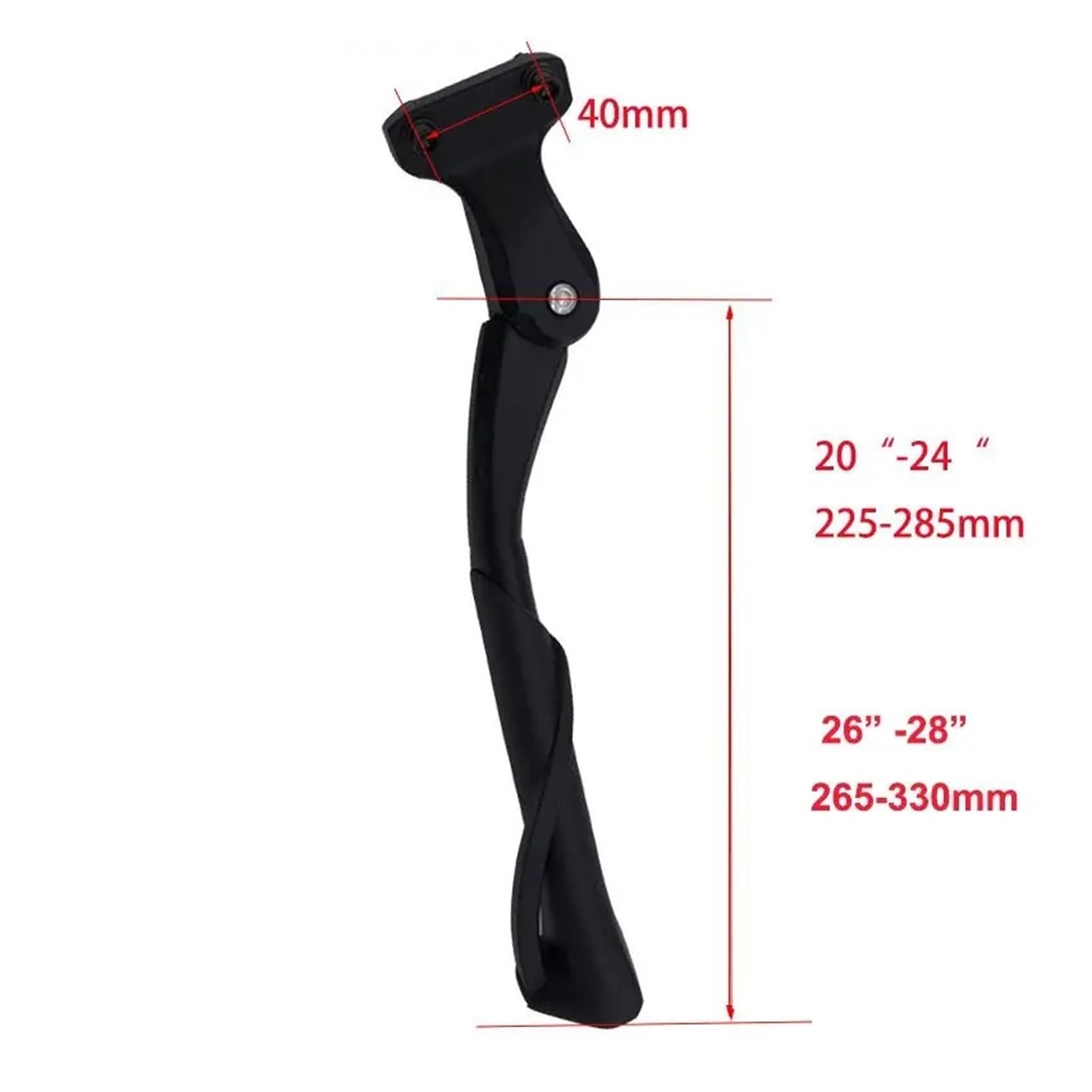 Piede su kickstand bicicletta Cavalletto for bici da neve Fat Bike da 20" 24" 26" Cavalletto for bicicletta elettrica Cavalletto di supporto posteriore Supporto for parcheggio laterale regolabile Punt