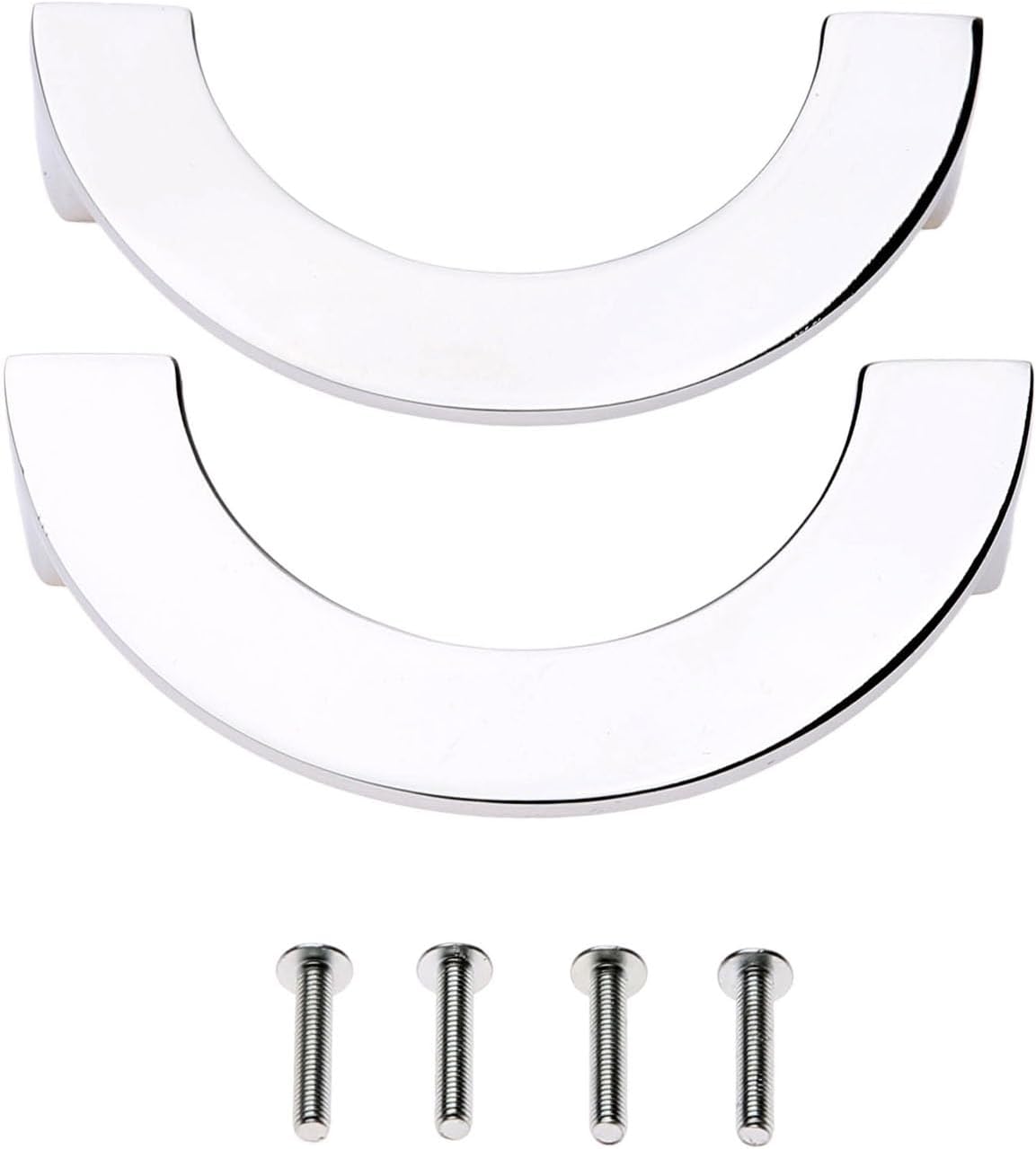 MUXSAM 3.75"/96 mm C-C Furniture Pull Handles, Semi Circular Half Circle Cabinet Wardrobe Door Drawer Pulls Minimalism Handle Knobs with Mounting Screws, 2-Pack, Polished Chrome