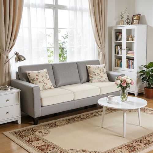 Hokway Velvet Couch Cushion Covers Water Resistant Seat Covers Stretch Sofa Cushion Protector(Small-3PC, Ivory)