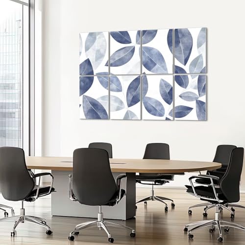 8 Pack Art Acoustic Panels Paneles Acústicos Absorbentes de Sonido Abstractos Azul Gris Moderno Rama de Árbol Simetría Interconectada Paneles Decorativos Autoadhesivos para Estudios de Grabación Oficina 48"x32" miniatura 7