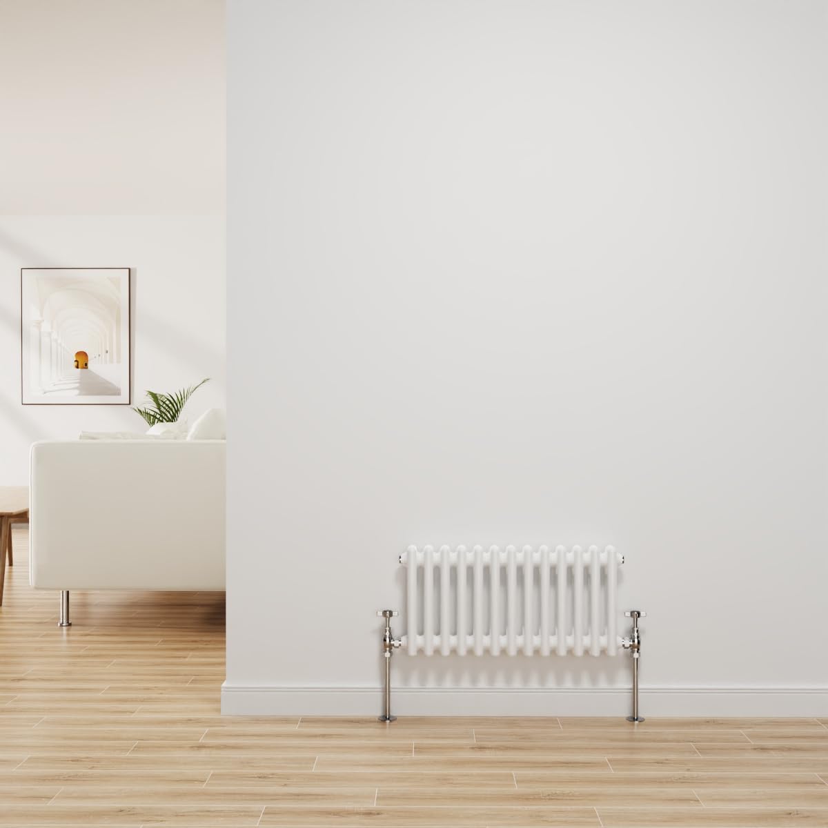 Nrg Gloss White Traditional Radiator Cast Iron 2 Column Horizontal Central Heating Bathroom Radiators 300X605mm
