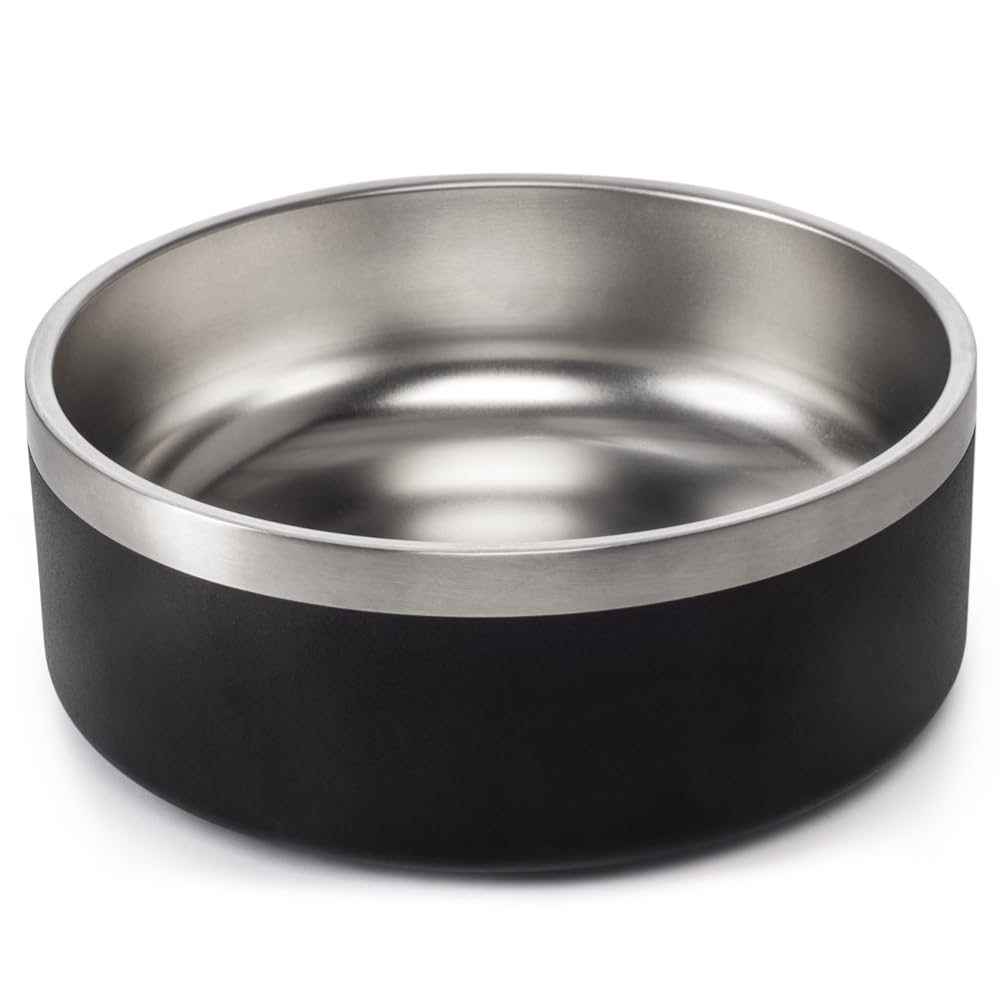 Comedouro Pet Aço Inox Antiderrapante 946ml Madog Preto Cachorro