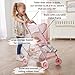 Badger Basket Folding Doll Umbrella Stroller for Dolls Up to 18 Inches - Lightweight, Compact Doll Stroller with Safety Belt, Pink and White Design