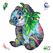 UNIDRAGON Wooden Puzzle for Adults - Serious Panda Jigsaw Puzzle - 318 pcs