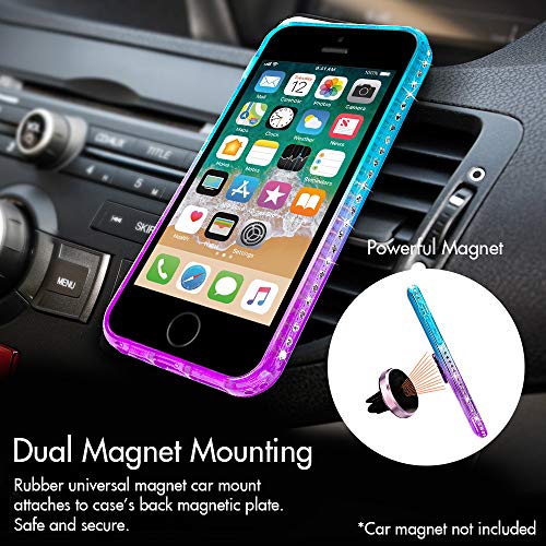 Silverback For Iphone Se Case 2016, Iphone 5S Case, Iphone 5 Case, Moving Liquid Holographic Sparkle Glitter Case With Stand,Bling Diamond Bumper With Ring Protective Iphone Se Case -Purple #TOP3