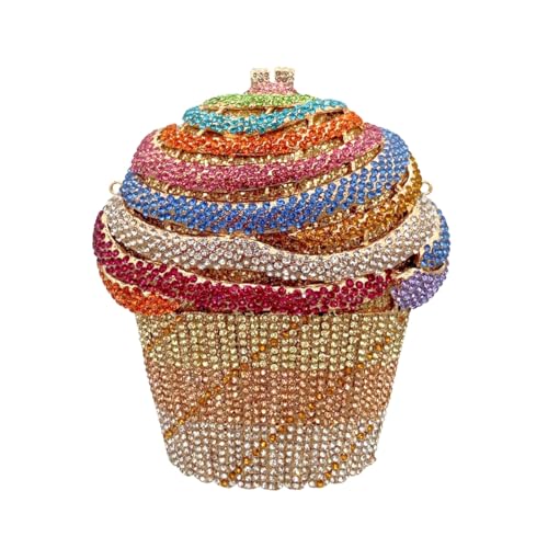 Image of Women Ice Cream Crystal Evening Bag Luxury Rhinestone Clutch Wedding Party Minaudiere Purse and Handbag for Cocktail