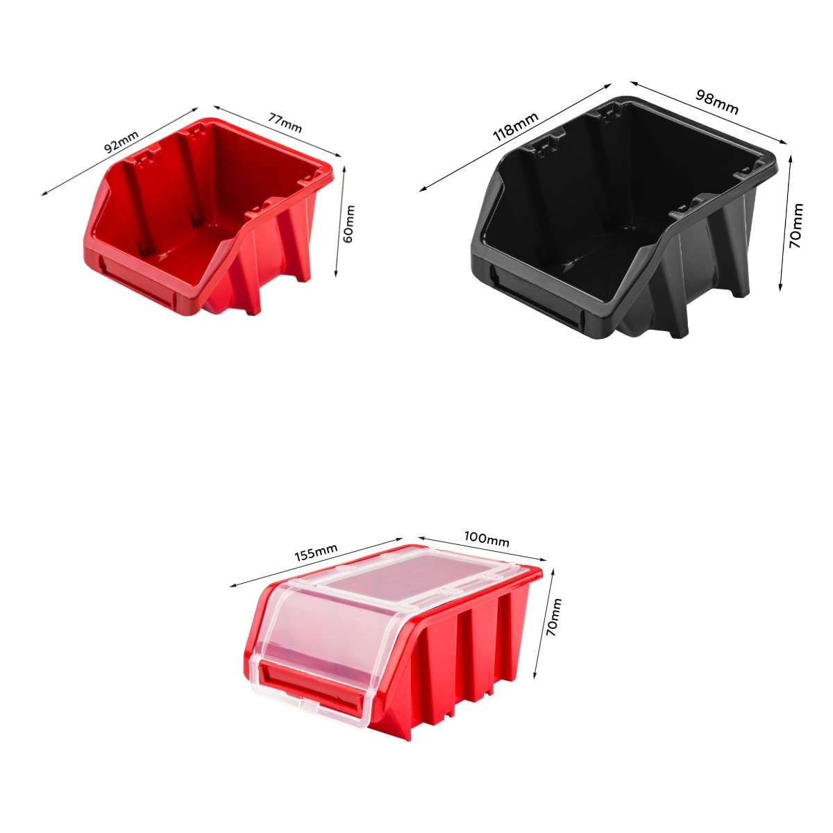 Sistema de almacenamiento para taller, 172 x 78 cm, caja de 56 unidades, estantería de pared con soportes para herramientas y cajas apilables, placas de pared extrafuertes, estantería de
