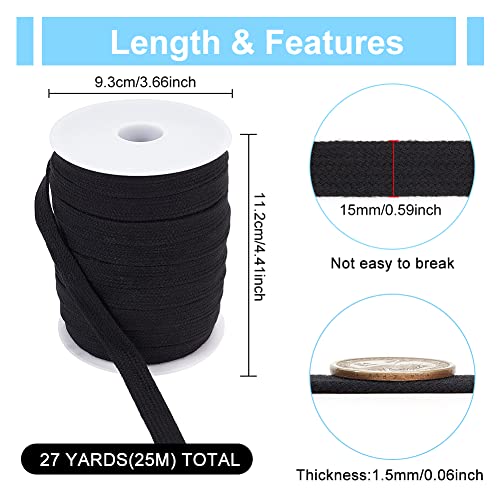 BENECREAT 25m/27.34Yards Black Flat Replacement Cotton Cords - Image 2