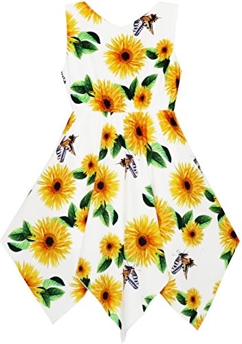 Sunny Fashion Girls Dress Flower Print Hanky Hem Princess Size 7-143
