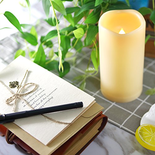 Image of CANDLE CHOICE Waterproof Outdoor Battery Operated Flameless Candles with Remote Timer Plastic Flickering Fake Electric LED Pillars for Lantern Garden Wedding Christmas Decorations 3x6 Inches 3 PCS