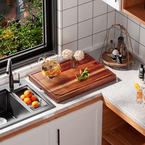Tabla para cocina rectangular de madera acacia 30x22x2.5 pulgadas miniatura 6