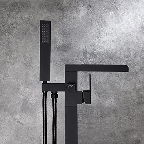 Robinet de baignoire autoportant cascade nickel brossé avec douchette - 7