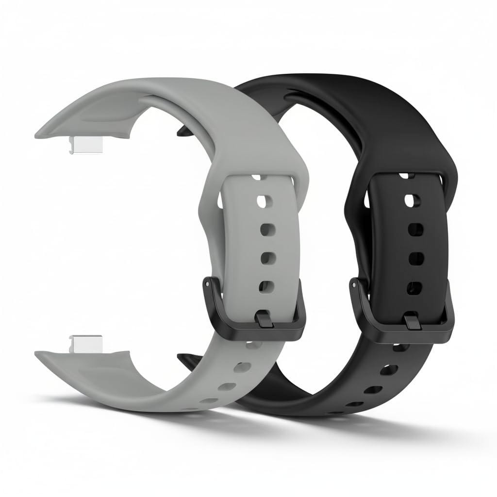 Kapture Straps Compatible with Redmi Watch Move, Redmi Watch Move Strap TPU Watch Straps - Quick Release Watch Bands Soft Waterproof for Men Women (Grey-Black)-image-35