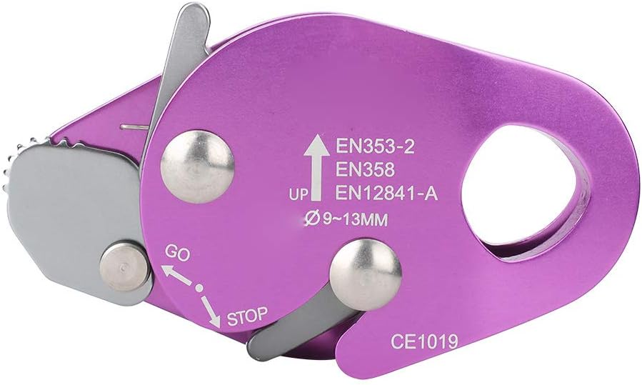 Alomejor Climbing Descender, Self Braking Compact, Rope Descender, Aluminum Construction for Climbing Mountaineering Rescue Operations