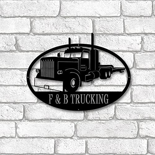 Signatives Personalized Flat Bed Semi Truck Sign-Home Decor-Custom Name Sign-Truck Driver Sign-Tractor Trailer Gift-Eighteen Wheeler Present-Birthday Gifts-Retired Trucker Gift-Big Rig