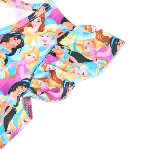 Toddler Kids Girls Princess Dress Cartoon Pink Flutter Sleeve Dresses 2-8Y3