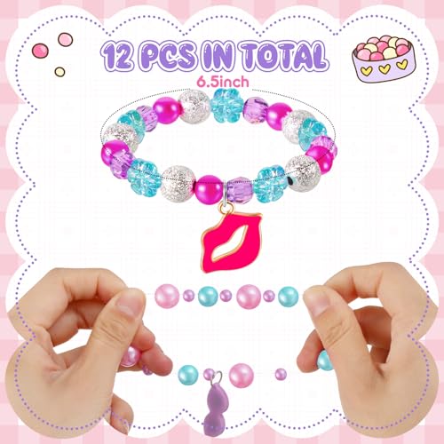 Sasylvia 12 Pcs Spa Bracelets Bulk Christmas Gift Goodie Bags Spa Party Favors Jewelry Charm for Makeup Party Supplies Girls Women Birthday Gifts2