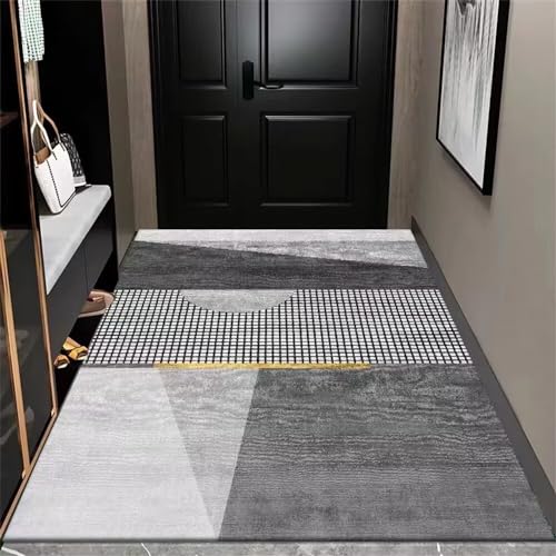 Tapis de couloir long gris 180x250cm géométrique moderne pour salon - 2