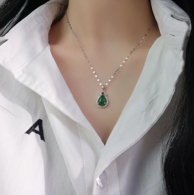 Collier pendentif personnalisé argent pur S925 avec pierre verte - 4