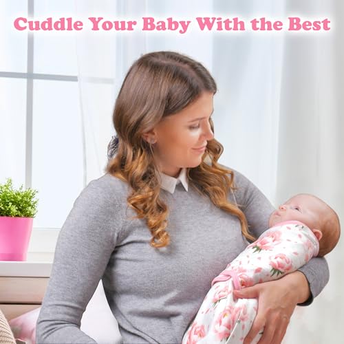 Image of Swaddle Blankets for Baby Girl, 3-6 Months Old Large Size, 3 Sets of Infant Adjustable Swaddles Wrap Sack, 0.5 TOG Breathable Cotton, Pink