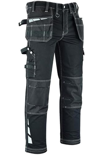 MS9 Mens Work Cargo Combat Holster Pockets Tactical Working Work Trouser Trousers Pants Jeans Black