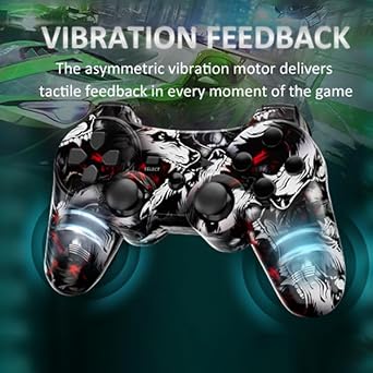 CHENGDAO Controller for PS3 Controller 2 Pack for PlayStation 3 High-Performance Wireless Controller with Double Vibration Motion Control, Flame&Wolf