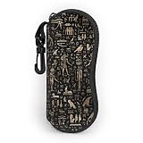 Gafas de sol caso caso de gafas con clip de cinturón antiguo jeroglíficos egipcios negro oro cremallera portátil gafas bolsa