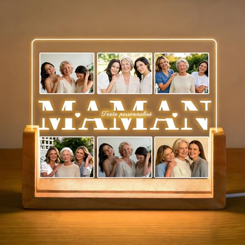 VICVIK Cadeau Maman Personnalisé Cadre Photo avec Gravure, Cadeau Anniversaire Maman Photo Personnalisée Femme, Cadre Photo Décoration Maison