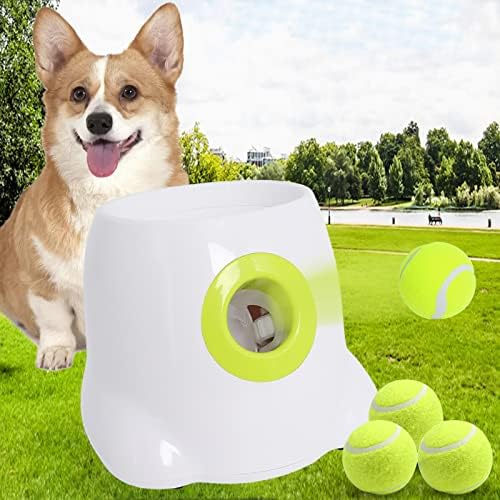 Piwerod Automatic Dog Ball Launcher, Tennis Ball Thrower Machine for Small and Medium Dogs, Interactive Dog Toys, 3PCS Tennis Balls Included (2 inch)