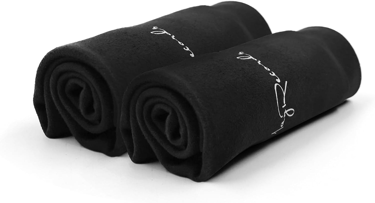 Record Cleaning Cloth, Black Round Anti-Static Microfiber Lint Free, 13.75''x13.75'' Extra Large Vinyl Cleaner for LP, Glasses, TV Screen, Laptop, 2 Pack