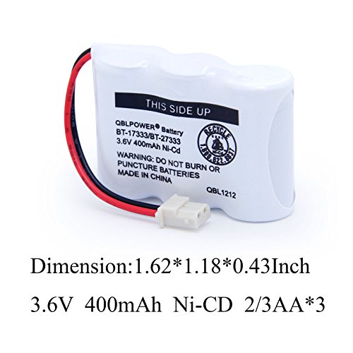 QBLPOWER BT-17333 BT-27333 Handset Telephone Rechargeable Battery 2/3AA 3.6V NI-CD Cordless Phone Battery BT17333 BT27333 BT-17233 BT17233 BT-163345 CS5121 (Pack of 2) - Thumbnail 2
