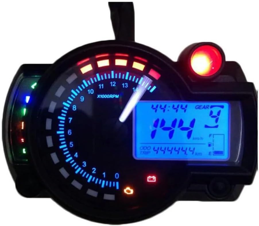 Motorcycle Odometer Gauge 15000rpm RX2N Digital Motorcycle Odometer Tachometer Adjustable MAX 299KM/H