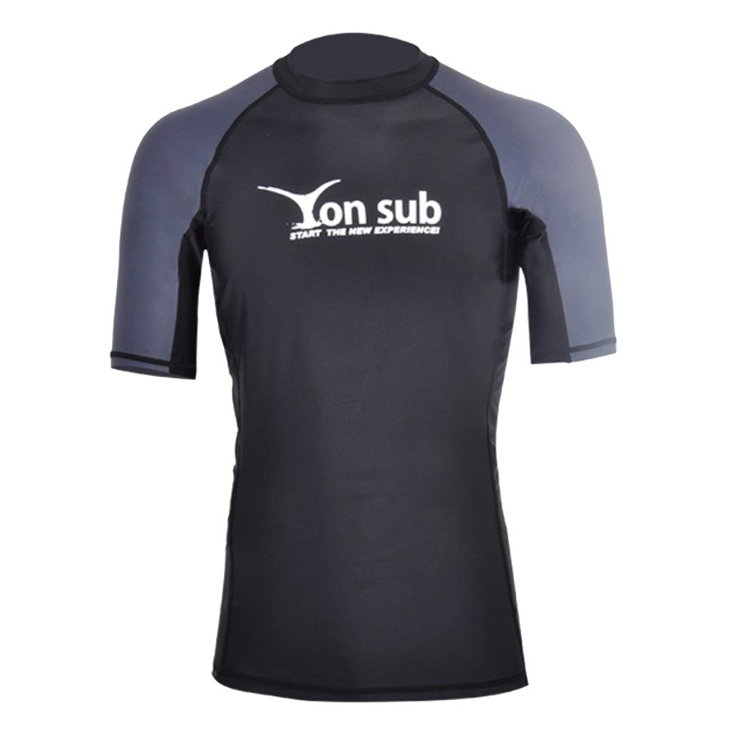 CALANDIS™ Men Surfing Rash Guard Short Sleeve Top Quick Drying T-Shirt Swimwear M | Rash Guards | Wetsuits & Drysuits | Water Sports
