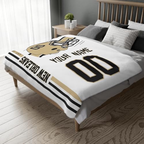 Image of New Orleans Throw Blanket Custom Name and Number Personalized Gifts for Men and Women