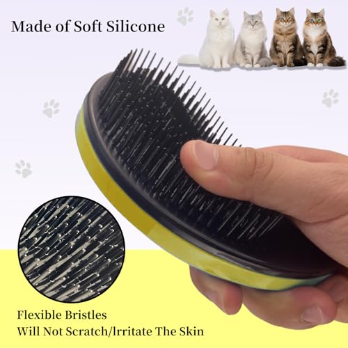 Image of Cat Brush for Shedding - Perfect Grooming Tool for Long-Haired Cats | Deshedding & Hair Remover for Indoor Pets (Yellow)