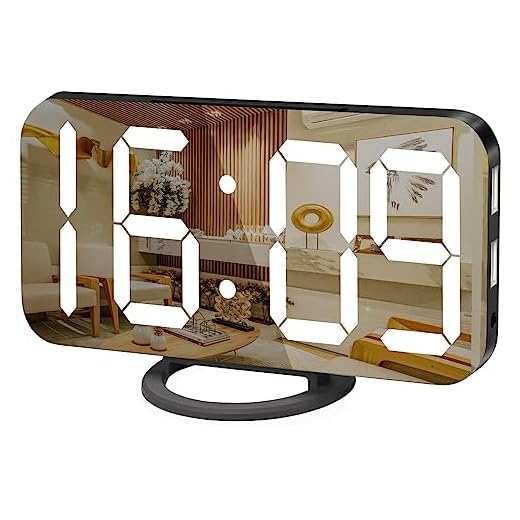 WulaWindy Digital Alarm Clock, Large LED Display, with USB Charger, Snooze Function Dim Mode Wall Hanging Beside Desk Clock for Bedroom Black Room Decor