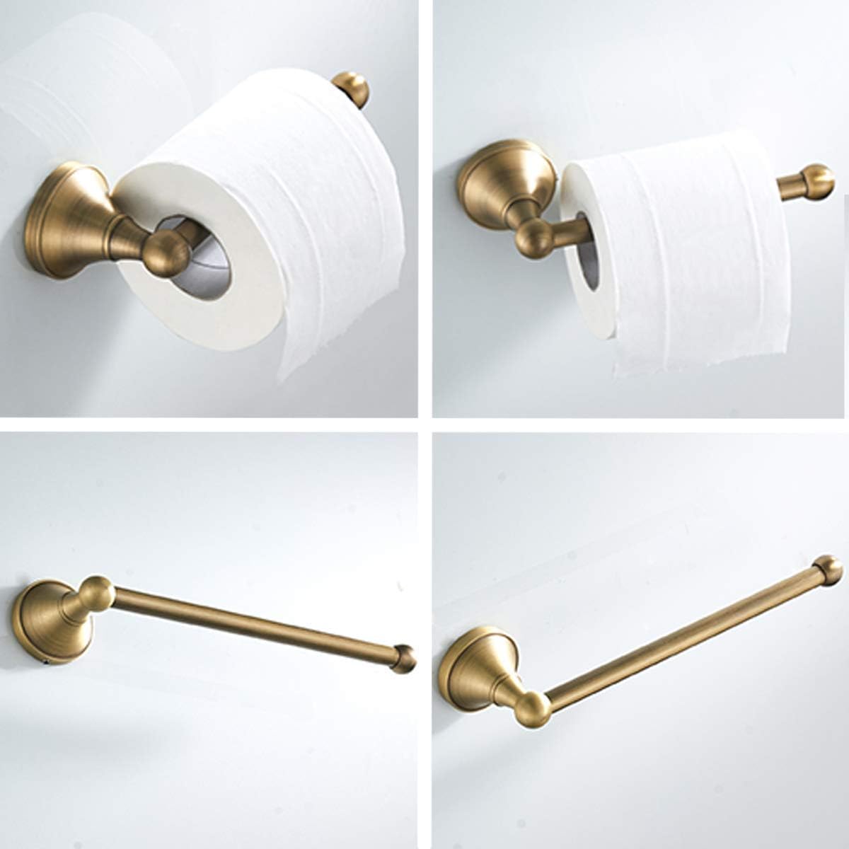Flybath 2pc Bathroom Accessories Set - Towel Ring and Toilet Paper Holder Antique Brass Wall Mounted, Brushed Bronze