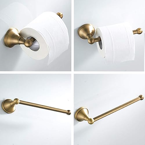 Miniatura 7 de Flybath Juego de accesorios de baño de 2 piezas, toallero y soporte para papel higiénico, latón antiguo, montado en la pared, bronce cepillado