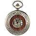 Produktbild yisuya Holz-Taschenuhr, durchsichtige Rückseite, sichtbares Uhrwerk, Mechanische Uhr, Stil: Vintage / Retro, Römische Zahlen, mit Kette, tolles Geschenk