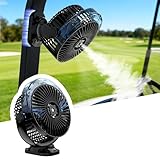 Katgogoo Magnetic Golf Cart Fan with Mist & Light, 12000mAh Power Bank, Great for Dad Who Golfs, Rechargeable Portable Fan for Workshop, Garage, BBQ, for Club Car, Yamaha, EZGO