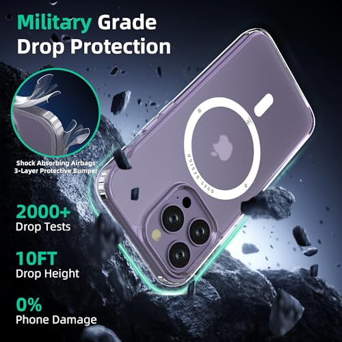 Image of ONES for iPhone 14 Pro Case, Translucent Matte Magnetic Phone Case Compatible with Magsafe Military-Grade Shockproof Cover, Anti-Yellowing Hard Slim Protective Matte Case for iPhone 14 Pro