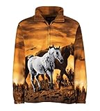 TrailCrest Men's Women's Sweater Jacket Full Zip Fleece Horses Wildlife Sweatshirt Wildkind