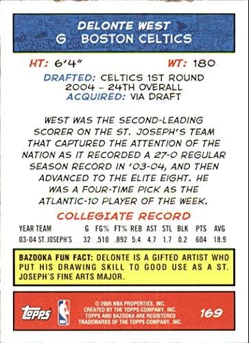 Miniatura 2 de 2004-05 Bazooka Gold #169 Delonte West NBA Basketball Trading Card