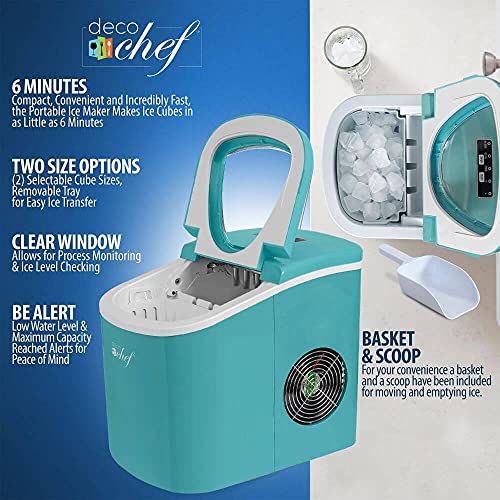 Deco Chef Compact Electric Ice Maker (Turquoise) With The Smoothies Bible Bundle #TOP1