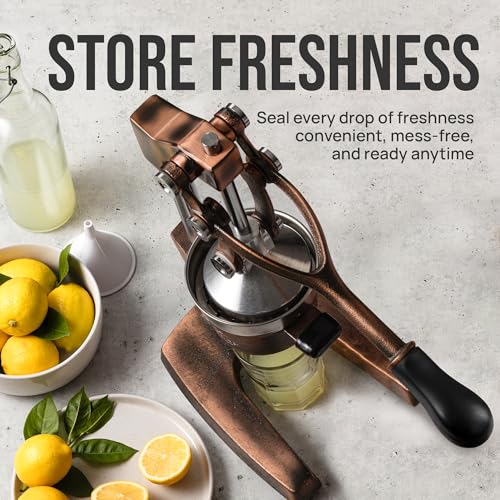 Image of Zulay Kitchen Heavy Duty Professional Manual Citrus Orange Juicer - Citrus Press and Metal Orange Lemon Squeezer Stand with Copper Finish