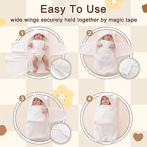 Image of AiWMGL Baby Winter Fleece Swaddle Blanket 0-3 Months Boys Girls Warm Adjustable Newborn Swaddling Wrap Soft Plush Sleeping Sacks