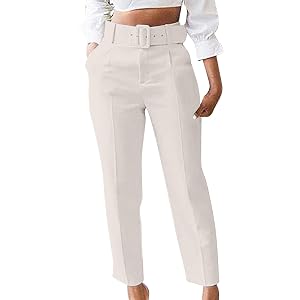 Uillui Dress Suit Pants for Women Business Casual Straight Leg Trouser Dressy High Waist Office Work Pant Slacks