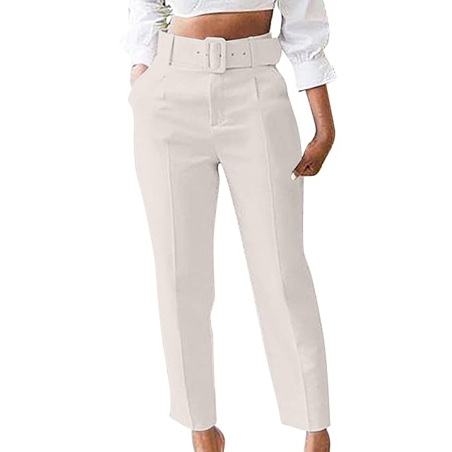 Uillui Dress Suit Pants for Women Business Casual Straight Leg Trouser Dressy High Waist Office Work Pant Slacks