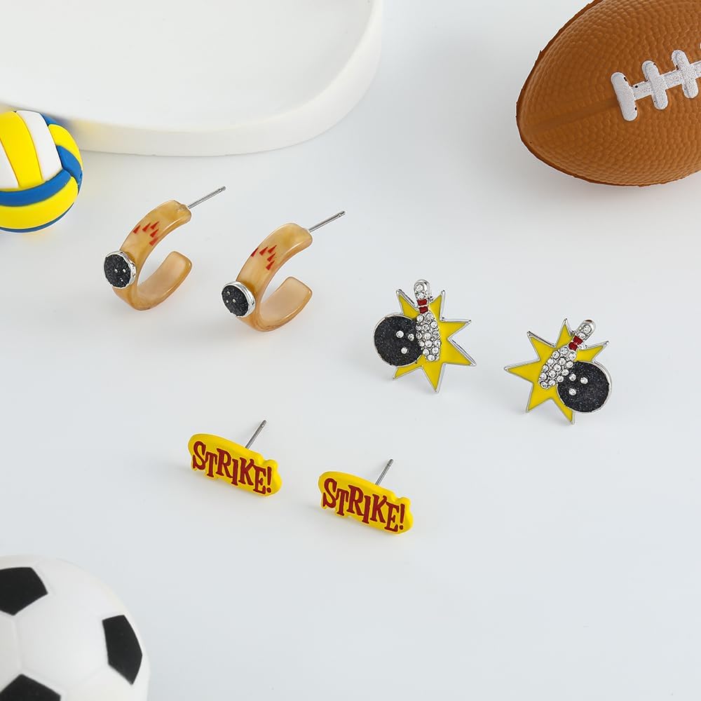 Madison Tyler 3 Pairs Football Touch Helmet Sport Ball Stud Earrings Set for Women | Football Gift for Women - Image 5