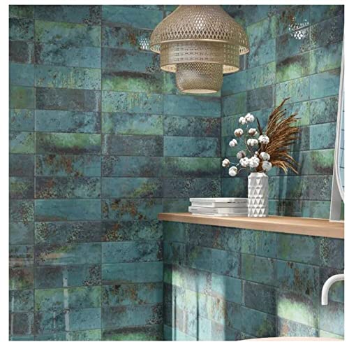 4X12 Earthy Coral Green Ceramic Glossy Wall Subway Tile For Kitchen Wall, Backsplash, Bathroom Shower Wall, Accent Wall Made In Spain (1 Piece) #TOP4